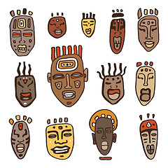 Image showing African Masks set.