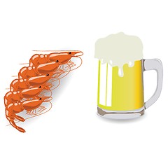 Image showing mug of beer and shrimps