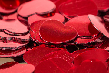 Image showing red heart confetti background