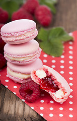 Image showing Macaroons with raspberry