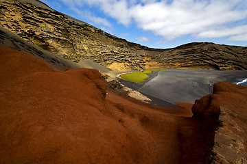 Image showing in el golfo lanzarote spain musk pond rock 