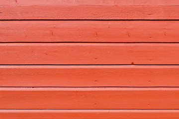 Image showing Painted red plank wooden wall background