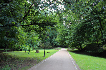 Image showing path in great park with green grass