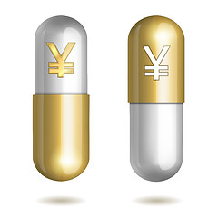 Image showing Capsule Pills with Yen Signs