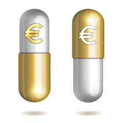 Image showing Capsule Pills with Euro Signs