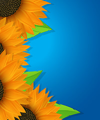 Image showing Sunflowers and leaves card 