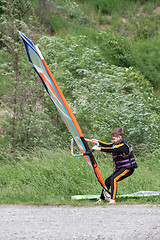 Image showing Windsurfing lesson