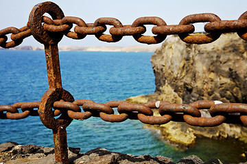 Image showing chain  water  boat yacht coastline and summer in la