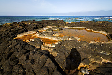 Image showing in spain  lanzarote  rock stone sky cloud beach  