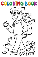Image showing Coloring book father with child 1