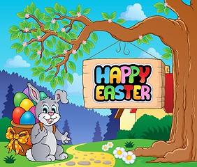 Image showing Image with Easter bunny and sign 2