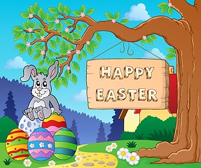 Image showing Image with Easter bunny and sign 6