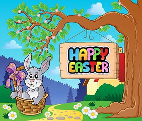 Image showing Image with Easter bunny and sign 5