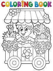 Image showing Coloring book flower shop theme 1