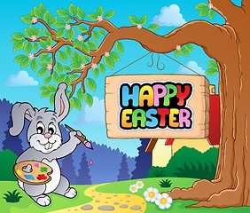 Image showing Image with Easter bunny and sign 1