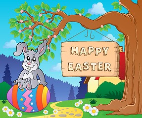Image showing Image with Easter bunny and sign 7