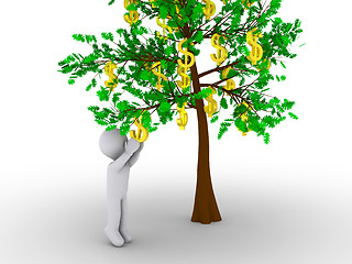 Image showing Person cutting dollar from tree of dollars