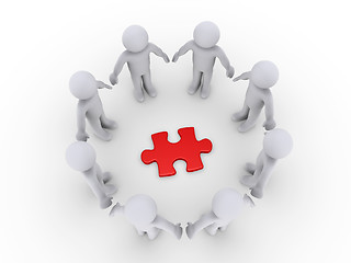 Image showing People in a circle around a puzzle piece