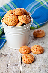 Image showing meringue almond cookies in bucket