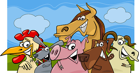 Image showing farm animals cartoon illustration