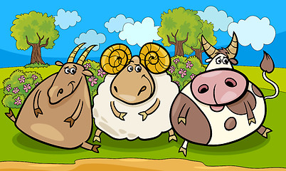 Image showing farm animals group cartoon illustration