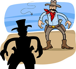 Image showing gunmen duel cartoon illustration
