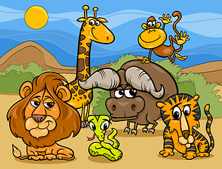 Image showing wild animals group cartoon illustration