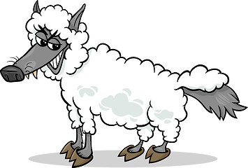 Image showing wolf in sheeps clothing cartoon