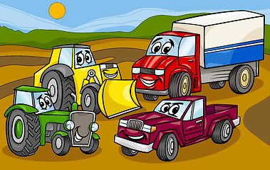 Image showing vehicles machines group cartoon illustration