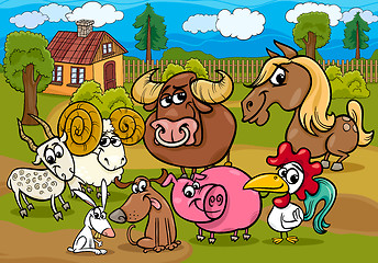 Image showing farm animals group cartoon illustration