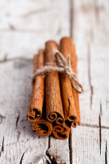 Image showing stack of cinnamon sticks