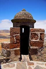 Image showing lanzarote  spain the old wall castle  sentry tower and door  i