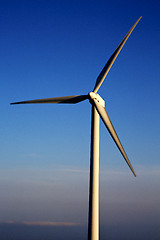 Image showing  wind turbines and the sky in  isle of lanzarote spain 