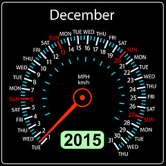 Image showing 2015 year calendar speedometer car in vector. December.