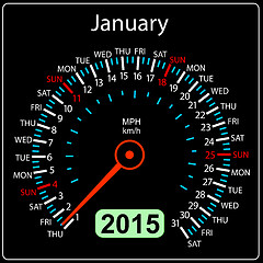 Image showing 2015 year calendar speedometer car in vector. January.