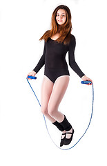 Image showing fitness woman with jumping rope