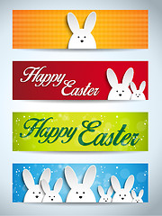 Image showing Happy Easter Rabbit Bunny Set of Banners