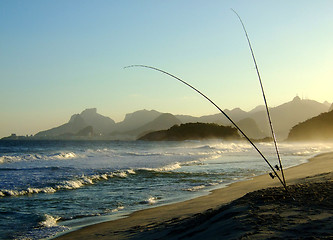 Image showing Fishing in Piratininga beach, in the late afternoon