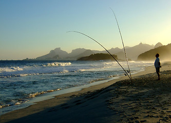 Image showing Fishing in Piratininga beach, in the late afternoon