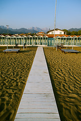 Image showing Viareggio's sandy beach, Tuscany