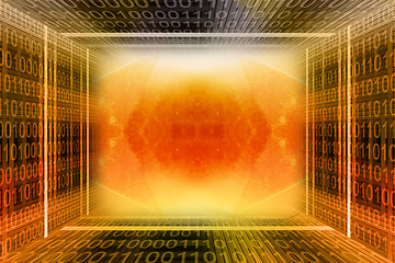 Image showing Binary code digital tunnel background