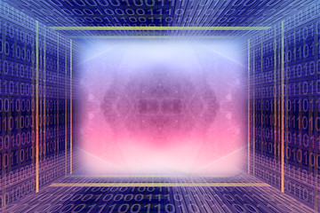 Image showing Binary code digital tunnel background