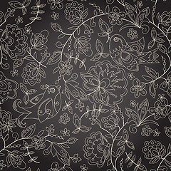 Image showing Seamless dark texture with flower