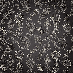 Image showing Seamless dark texture with flower