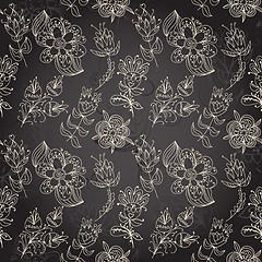 Image showing Seamless dark texture with flower