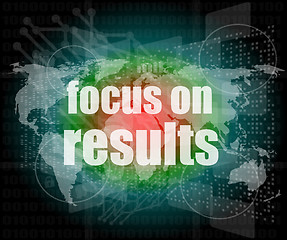 Image showing Life style concept: words focus on results on digital touch screen