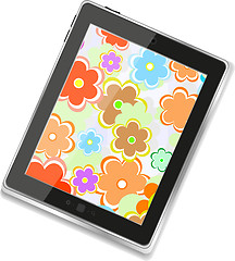 Image showing Tablet pc with flowers on screen, digital smart phone