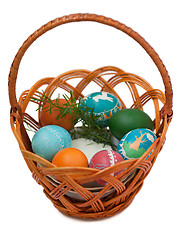 Image showing Easter eggs in basket
