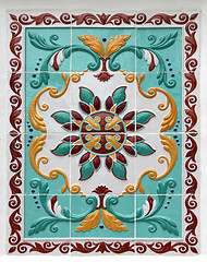 Image showing floral ornament on tiles