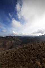 Image showing Mountains and blue sky with clouds